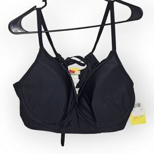 Costa Del Sol by Christina Women's Plus Size Ruffle Bikini Top Black size 1X NWT